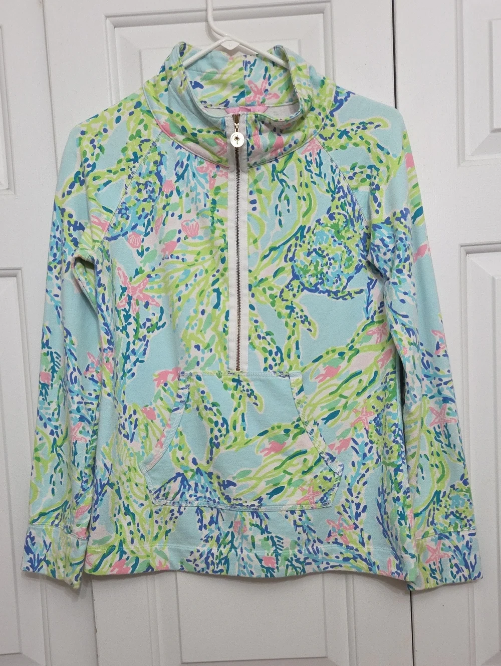 Lilly Pulitzer UPF 50+ Skipper Popover Half-Zip Jacket 'Blue Heaven'/ S